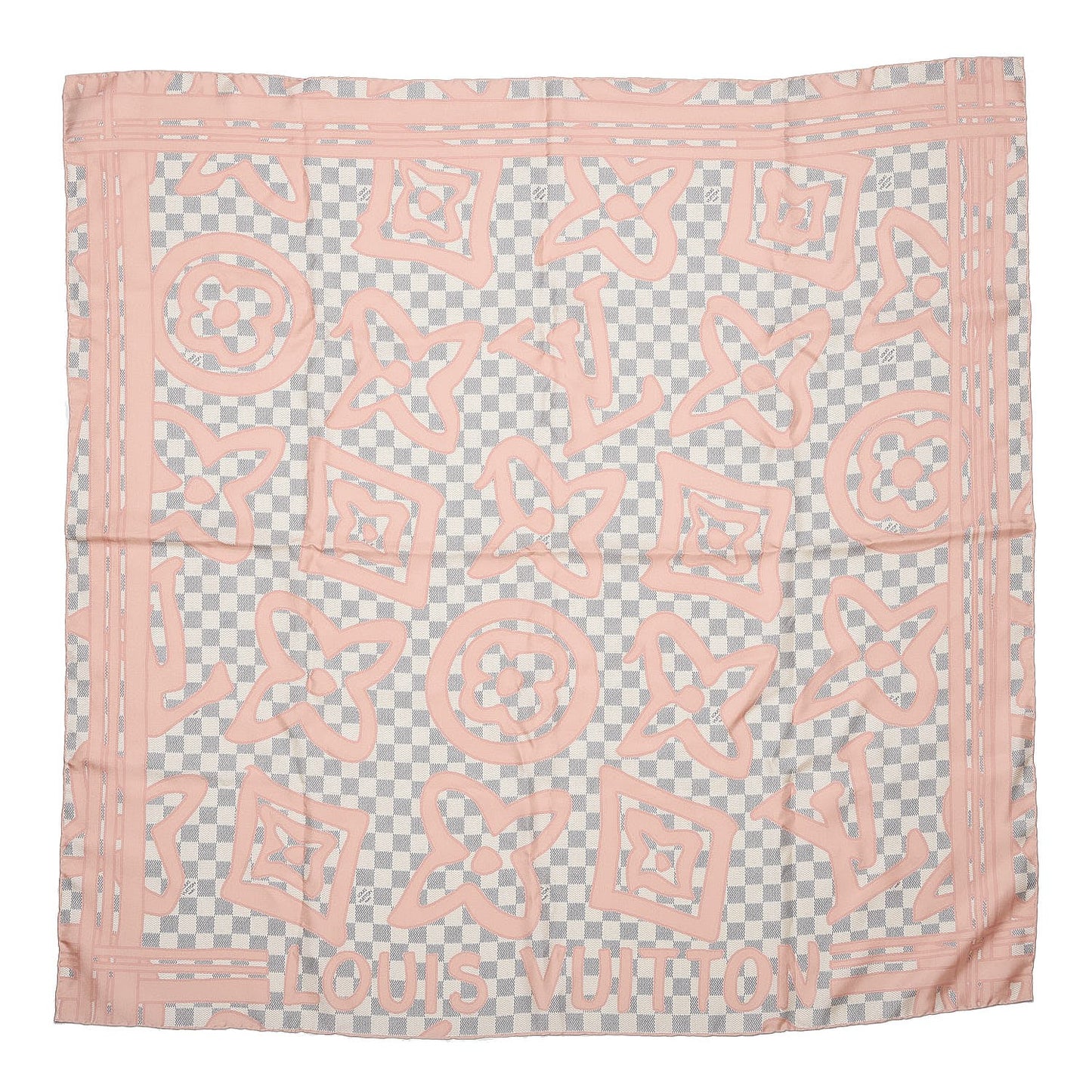 Silk Damier Azur Tahitienne Square Scarf