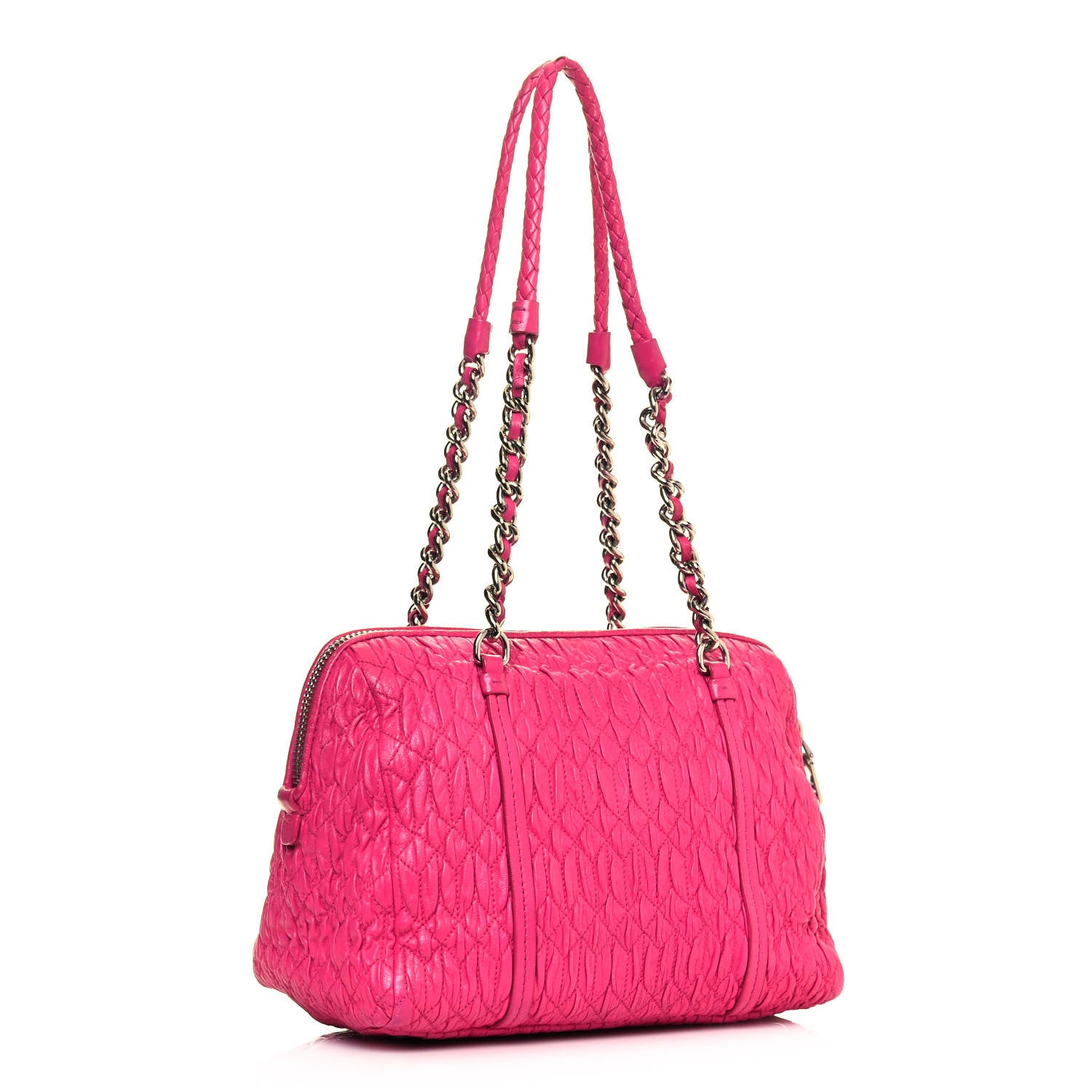 Miu Miu Nappa Matelasse Shoulder Bag Fuxia 2 of 13