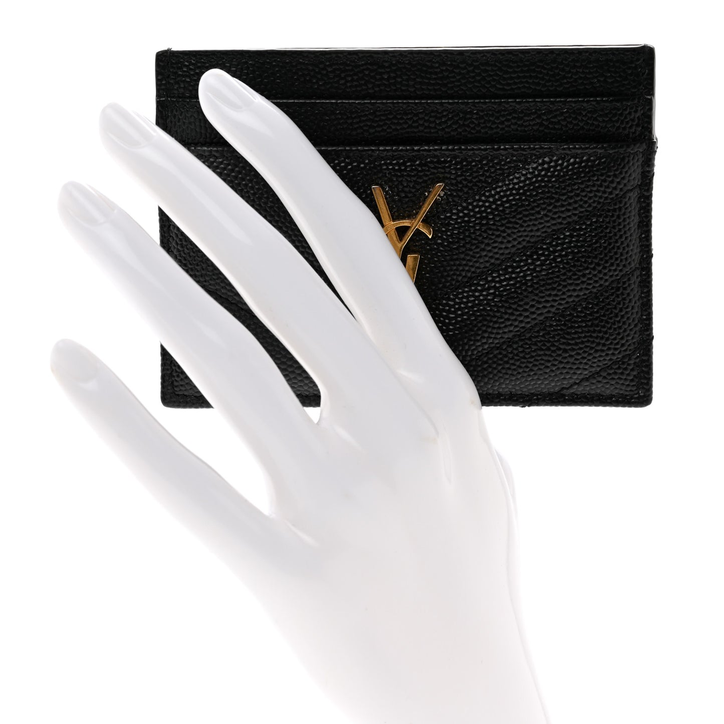 Grain De Poudre Matelasse Chevron Monogram Credit Card Case Black
