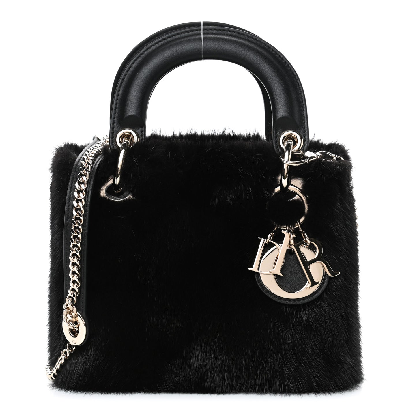 Mink Fur Mini Lady Dior Black