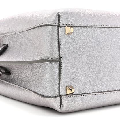 MCM Metallic Grained Calfskin Medium Milla Tote Spike Silver 9 of 13