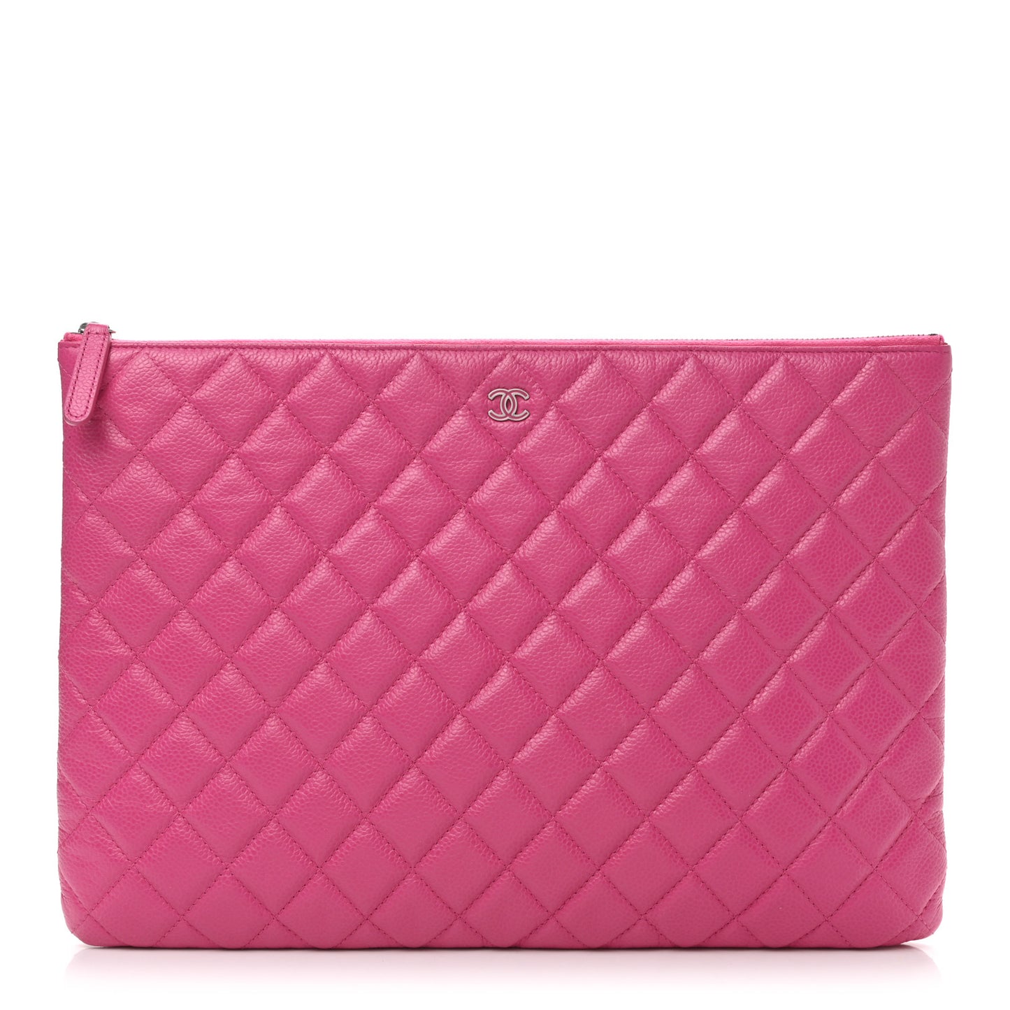 Caviar Quilted Large Cosmetic Case Pink