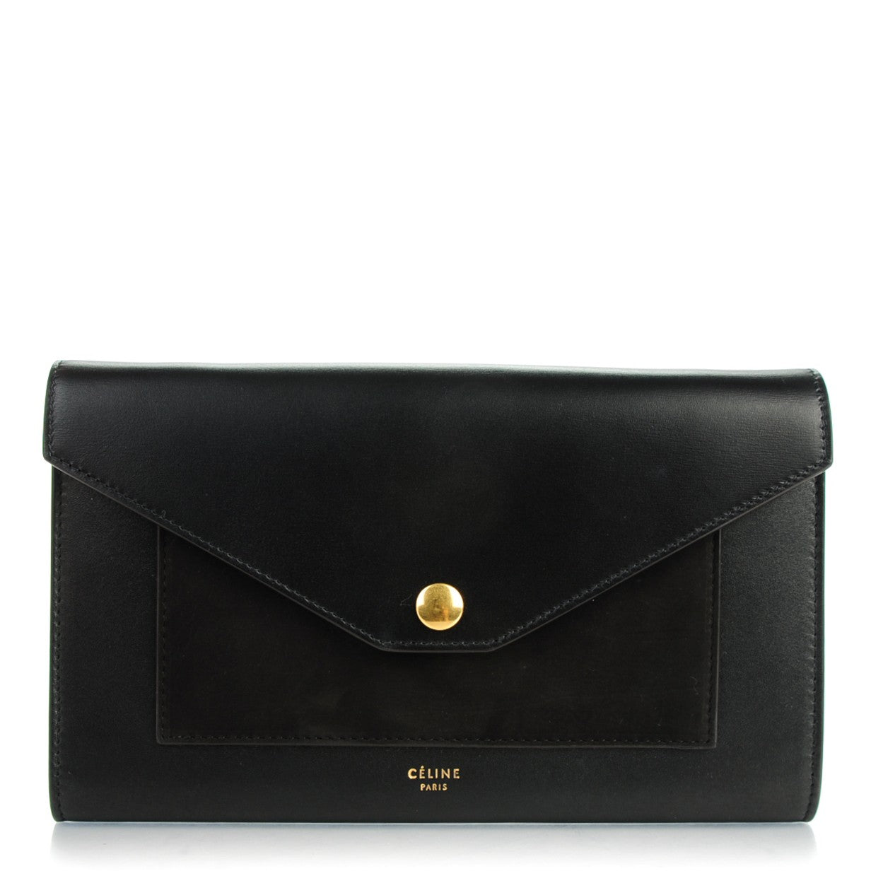 Smooth Calfskin Nubuck Large Pocket Flap On Chain Black