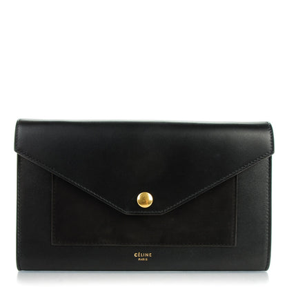 Celine Smooth Calfskin Nubuck Large Pocket Flap On Chain Black 1 of 8