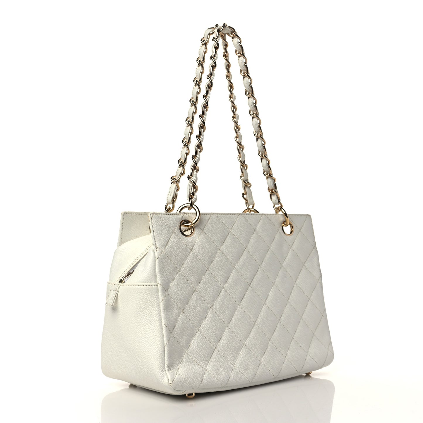 Caviar Quilted Petit Timeless Tote PTT White