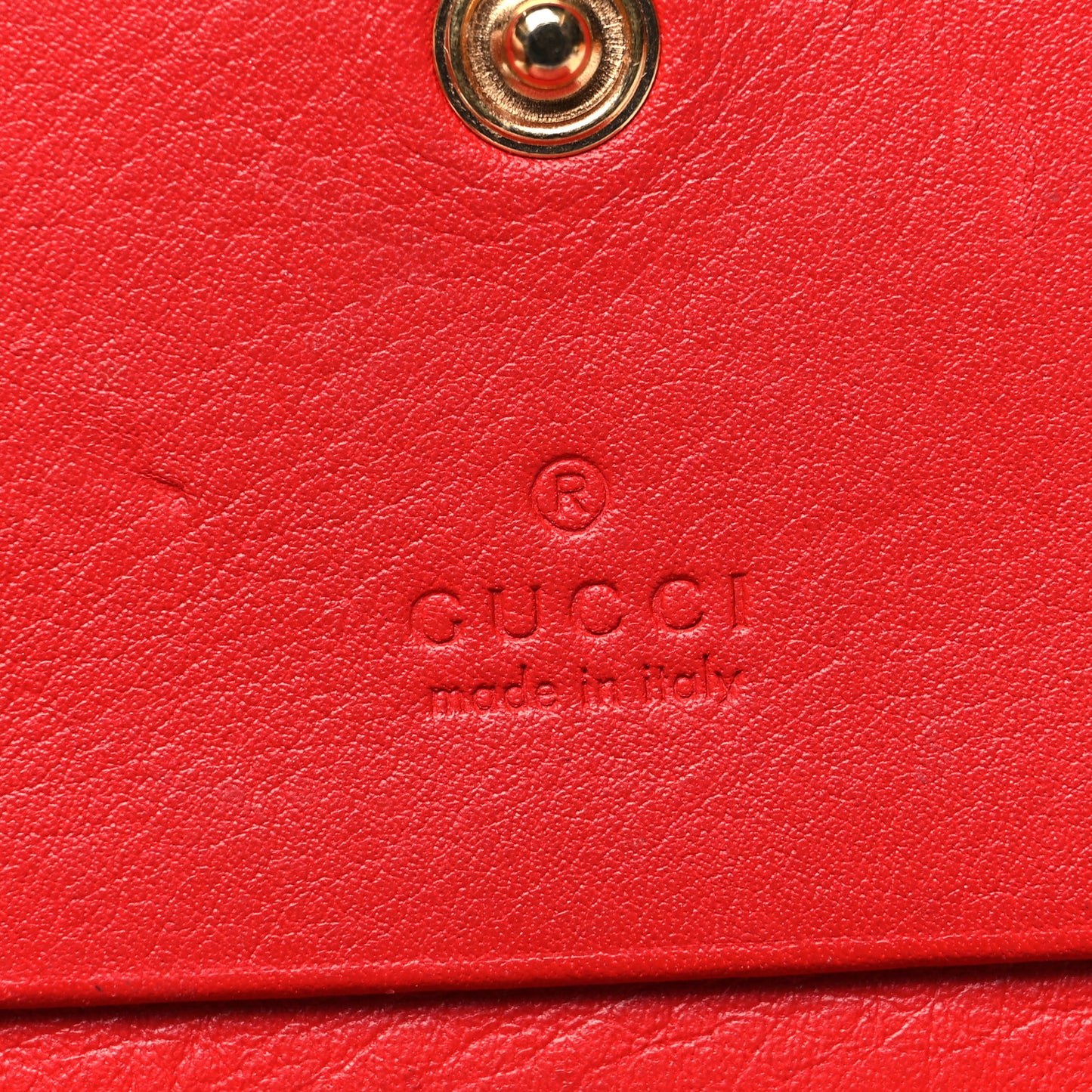 GG Supreme Monogram Apple Card Case Wallet Beige Multicolor Lobster Red