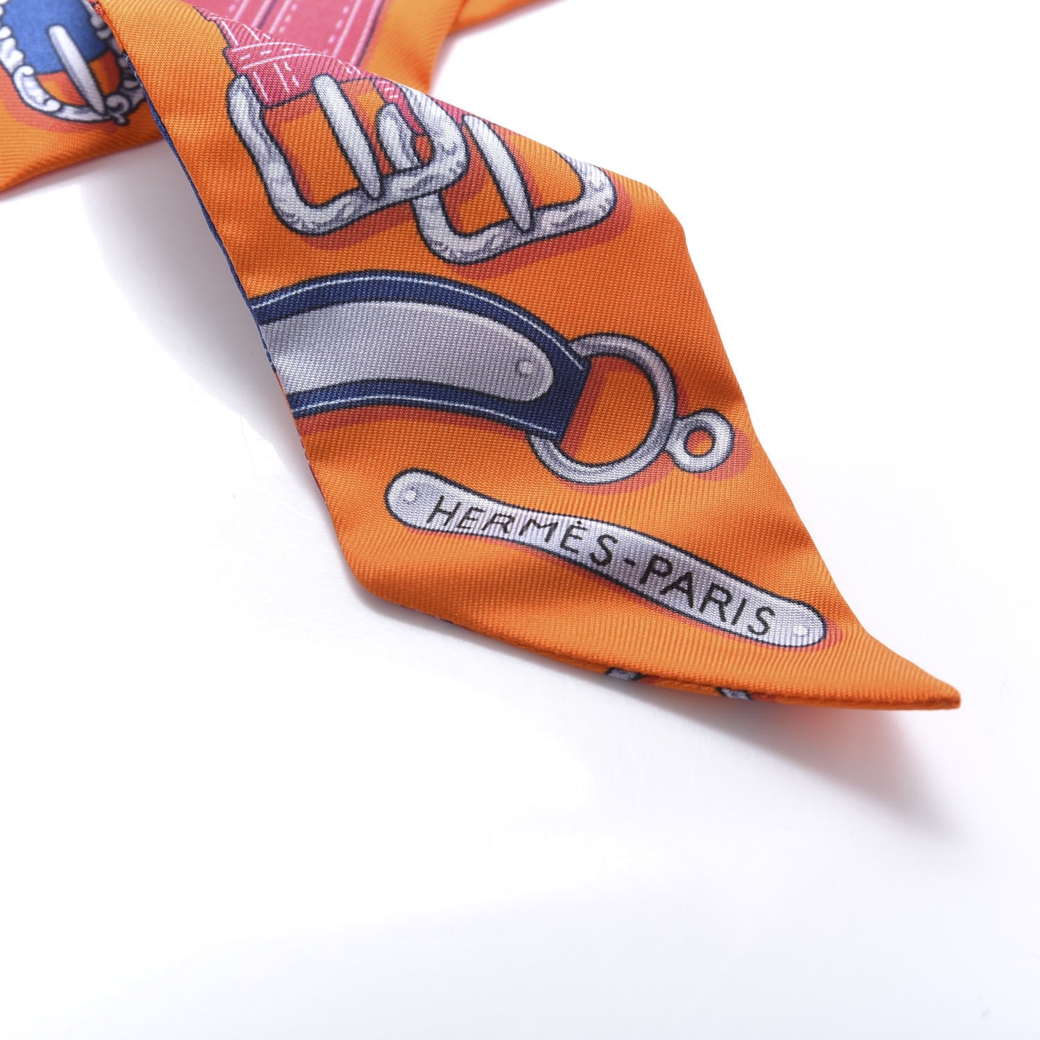 Hermes Silk Harnais Des Presidents Twilly Orange Violet Rose 2 of 4