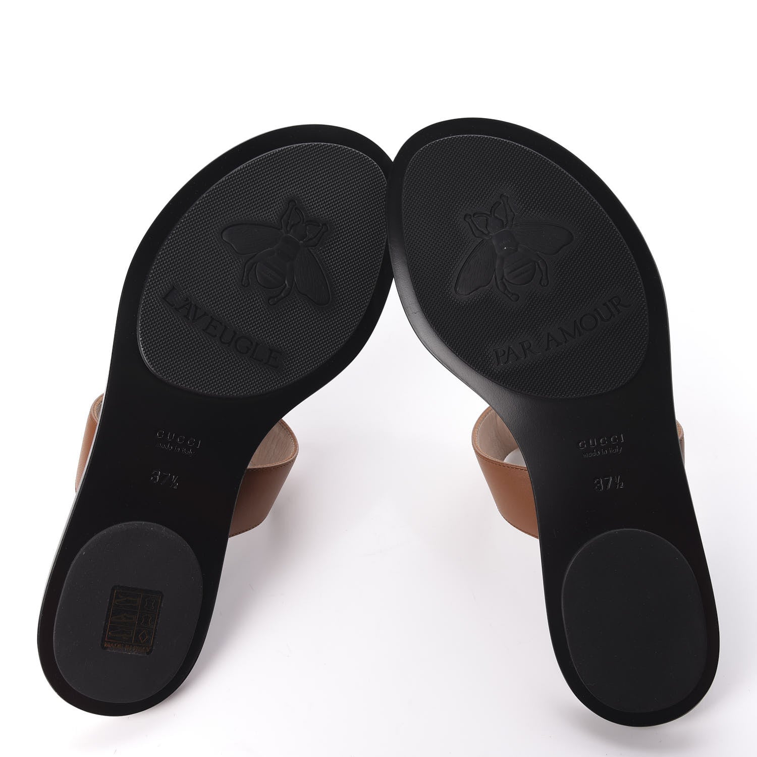 Gucci Calfskin GG Marmont Thong Sandals 37.5 Cognac 6 of 9