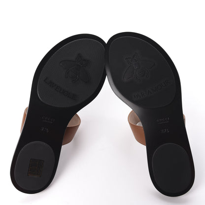 Gucci Calfskin GG Marmont Thong Sandals 37.5 Cognac 6 of 9