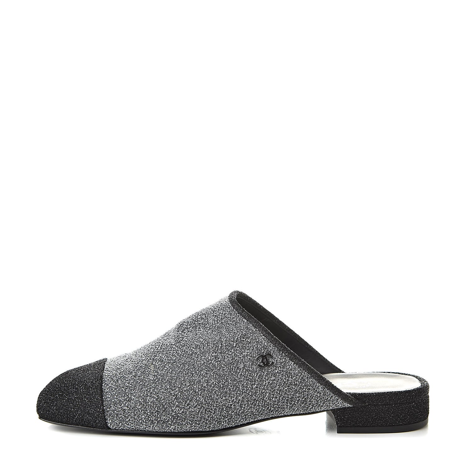 Fantasy Fabric Mules 38.5 Dark Silver Black