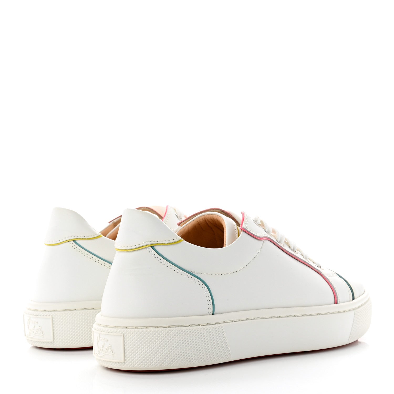 Christian Louboutin Calfskin Patent Vieirissima Flat Sneakers 37.5 White Multicolor 4 of 9