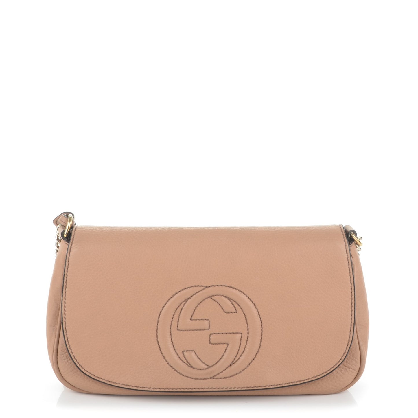 Pebbled Calfskin Medium Soho Flap Crossbody Camelia