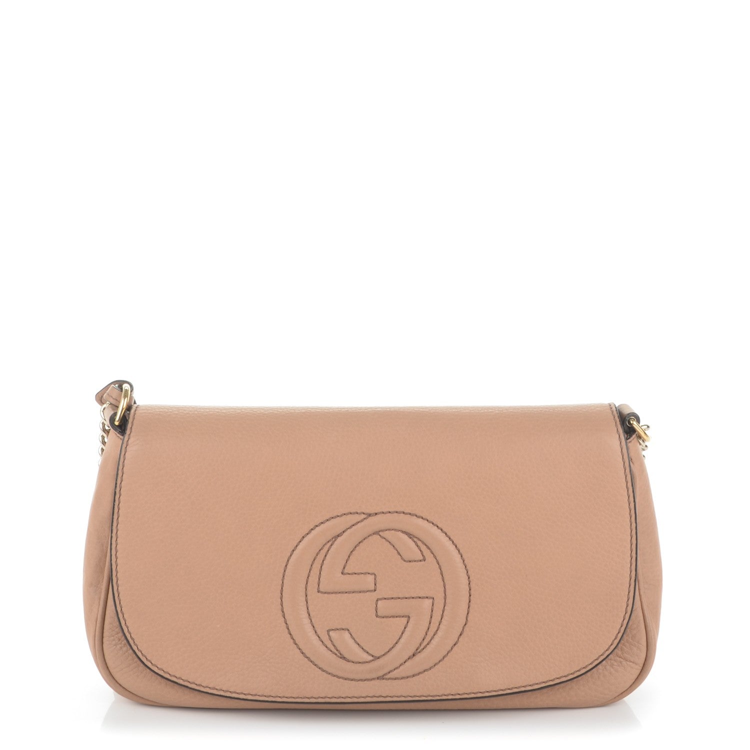 Gucci Pebbled Calfskin Medium Soho Flap Crossbody Camelia 1 of 7