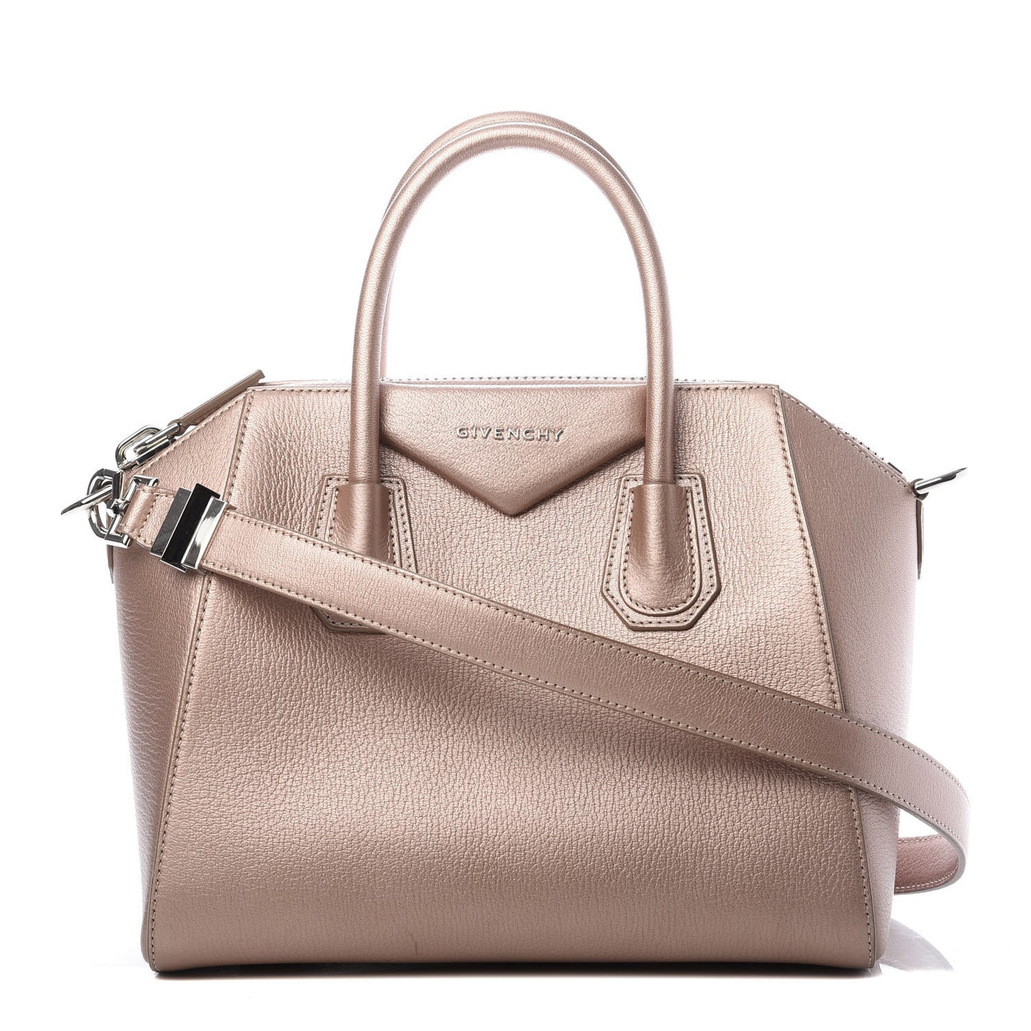 Metallic Sugar Goatskin Small Antigona Light Pink