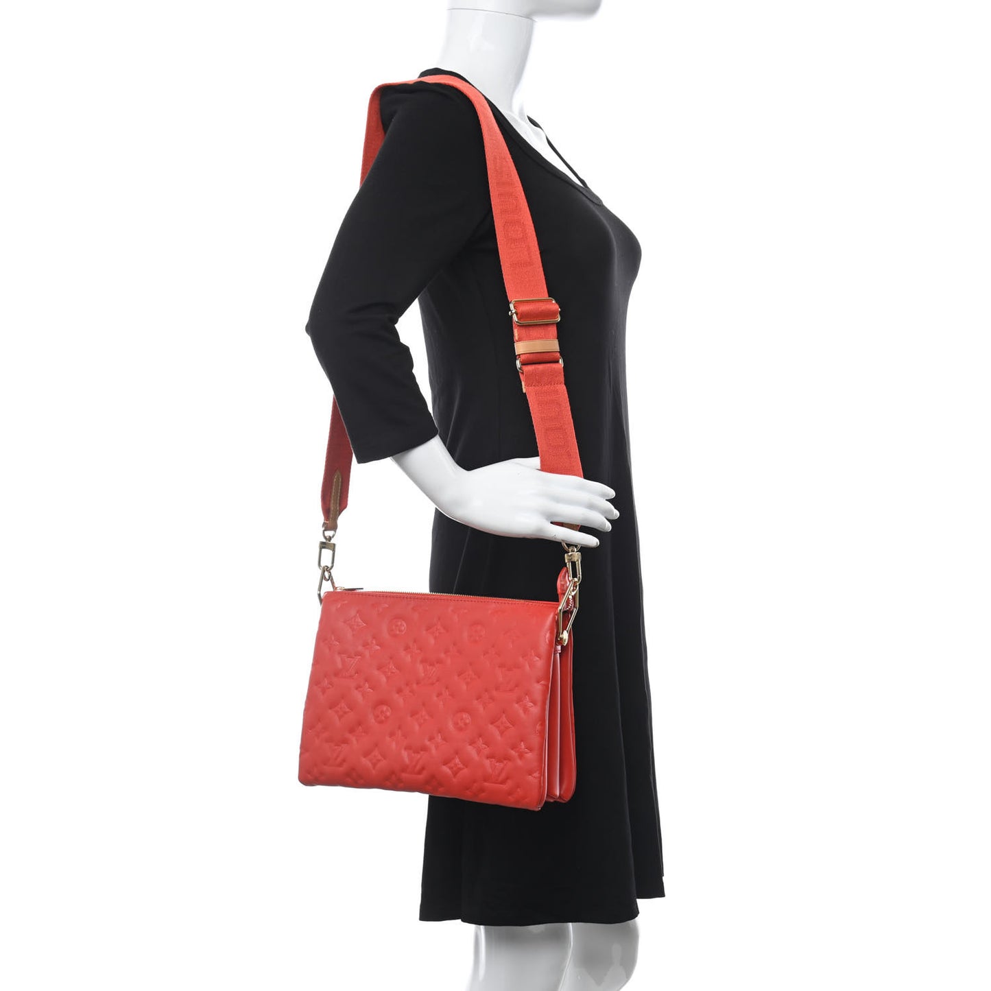 Lambskin Embossed Monogram Coussin PM Red