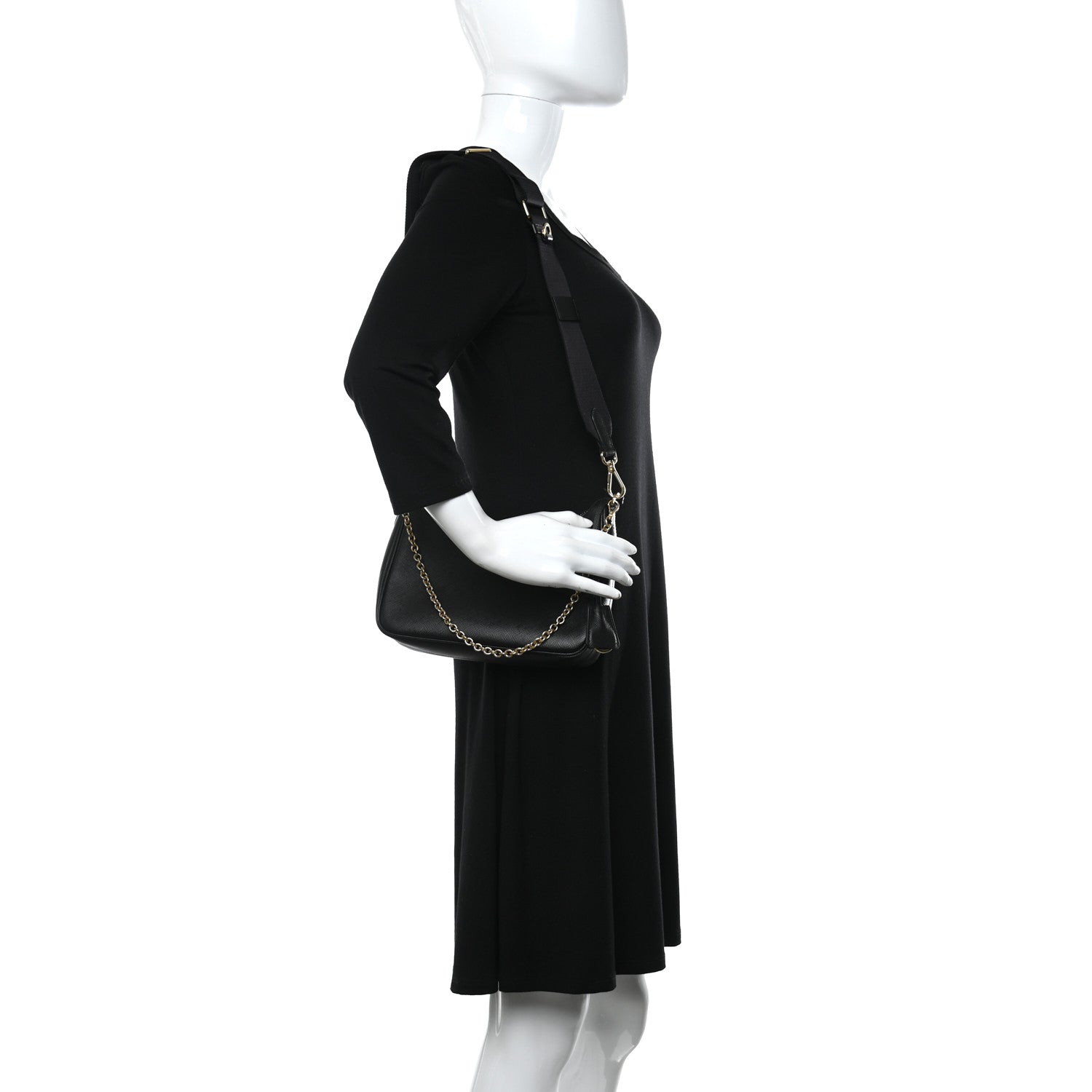 Prada Saffiano Lux Re-Edition 2005 Shoulder Bag Black 2 of 9