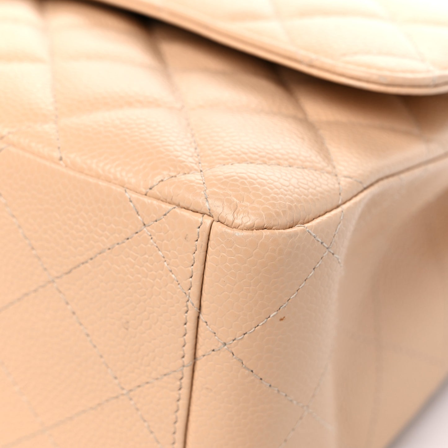 Caviar Quilted Maxi Double Flap Beige