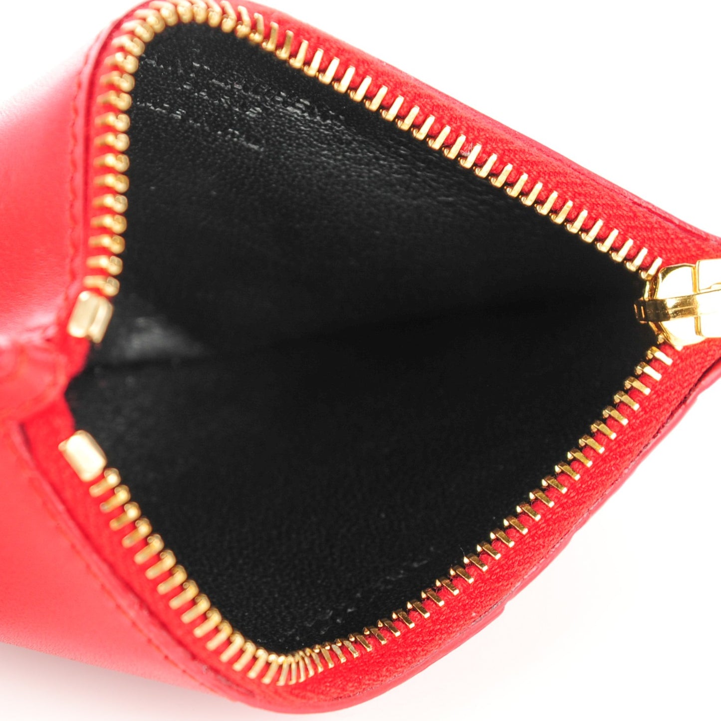 Calfskin 5 Fragments Zip Pouch Card Holder New Red