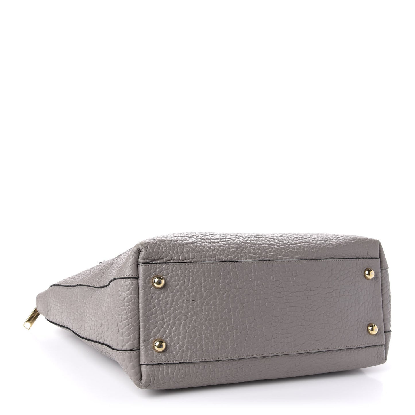 Signature Grain Calfskin Medium Welburn Tote Pale Grey