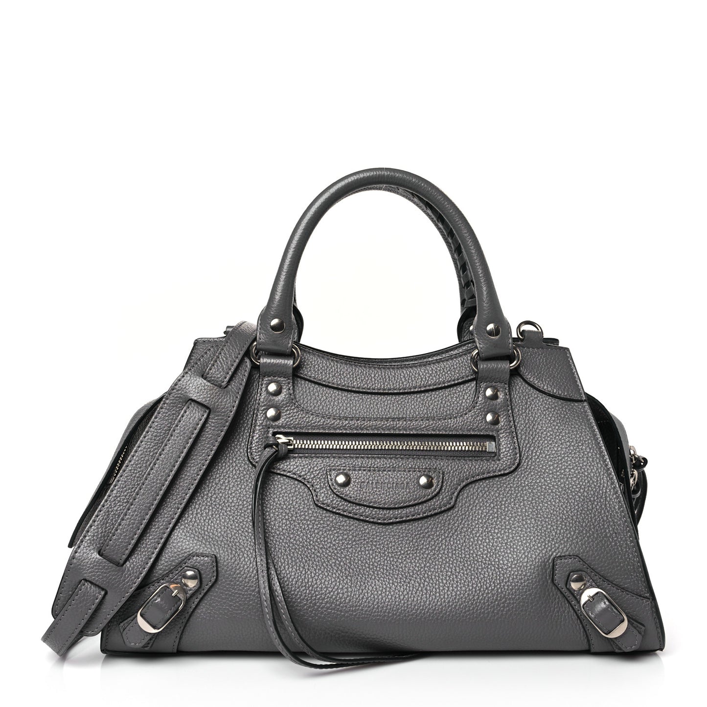 Grained Calfskin Neo Classic Silver Hardware S City Dark Grey