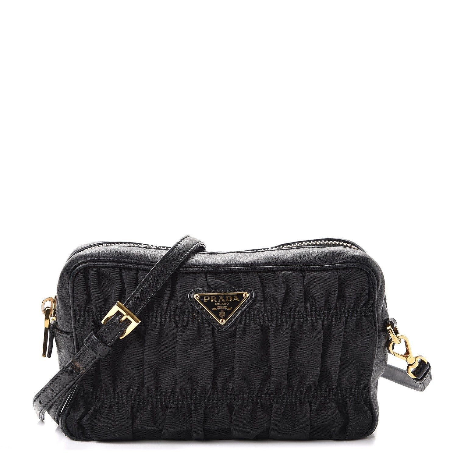 Prada Tessuto Nylon Calf Gaufre Camera Crossbody Nero Black 1 of 12