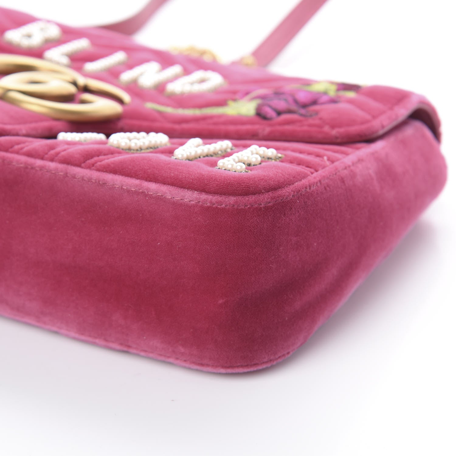 Gucci Velvet Matelasse Blind for Love Embroidered Medium GG Marmont Shoulder Bag Light Raspberry Rose Multicolor 6 of 8