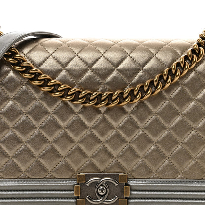 Chanel Metallic Calfskin Quilted New Medium Boy Flap Khaki 8 of 11