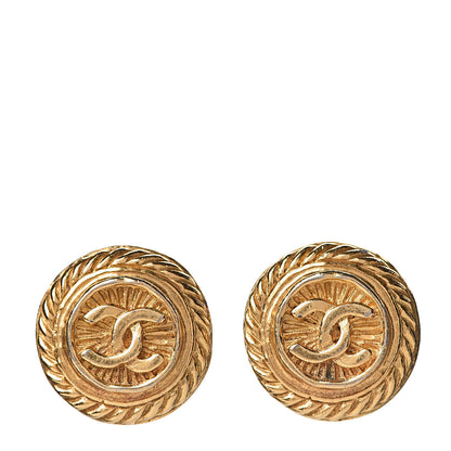 Chanel CC Button Clip On Earrings Gold 1 of 4