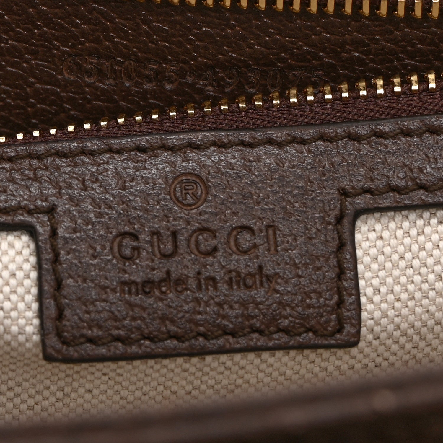 Gucci Monogram Jumbo GG Textured Dollar Calfskin Web Small Ophidia Padlock Top Handle Bag Camel Ebony New Acero 6 of 11