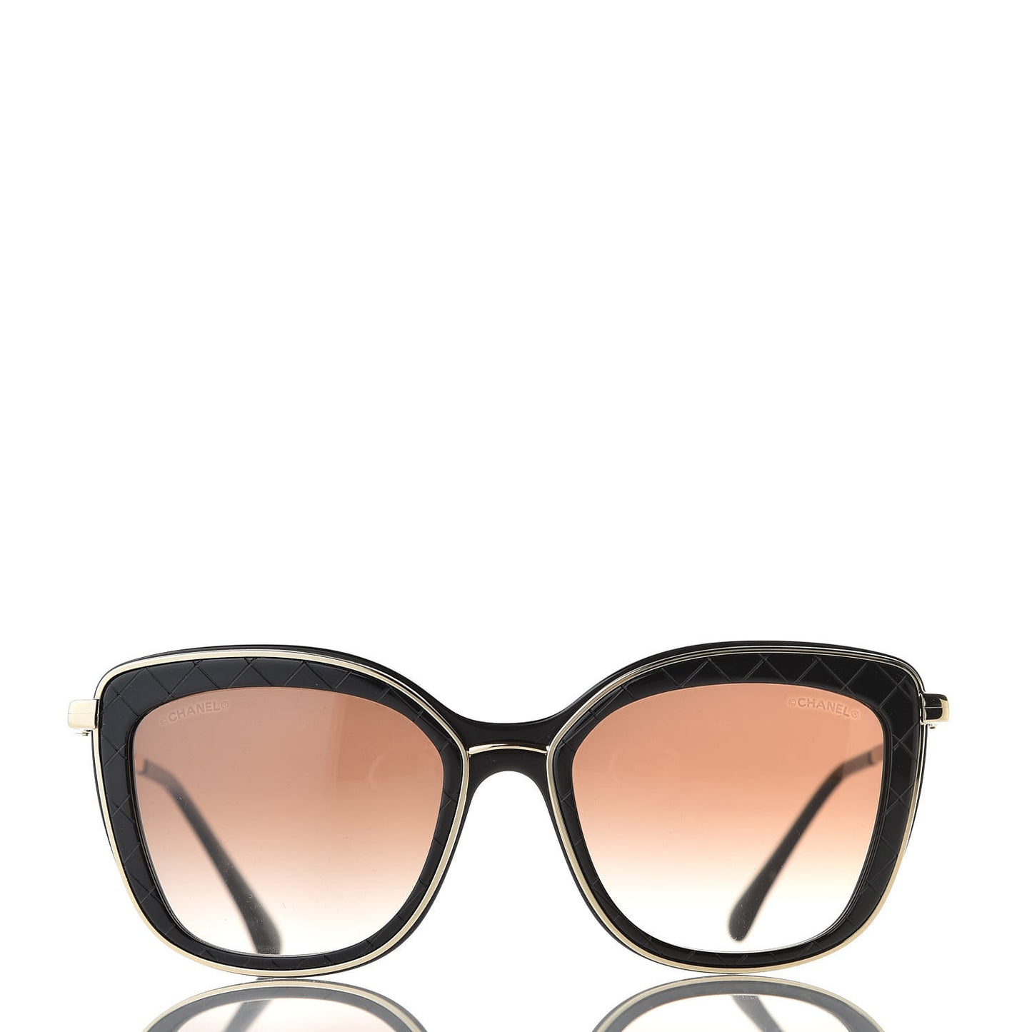 Acetate Quilted Metal Butterfly Sunglasses 4238-A Black