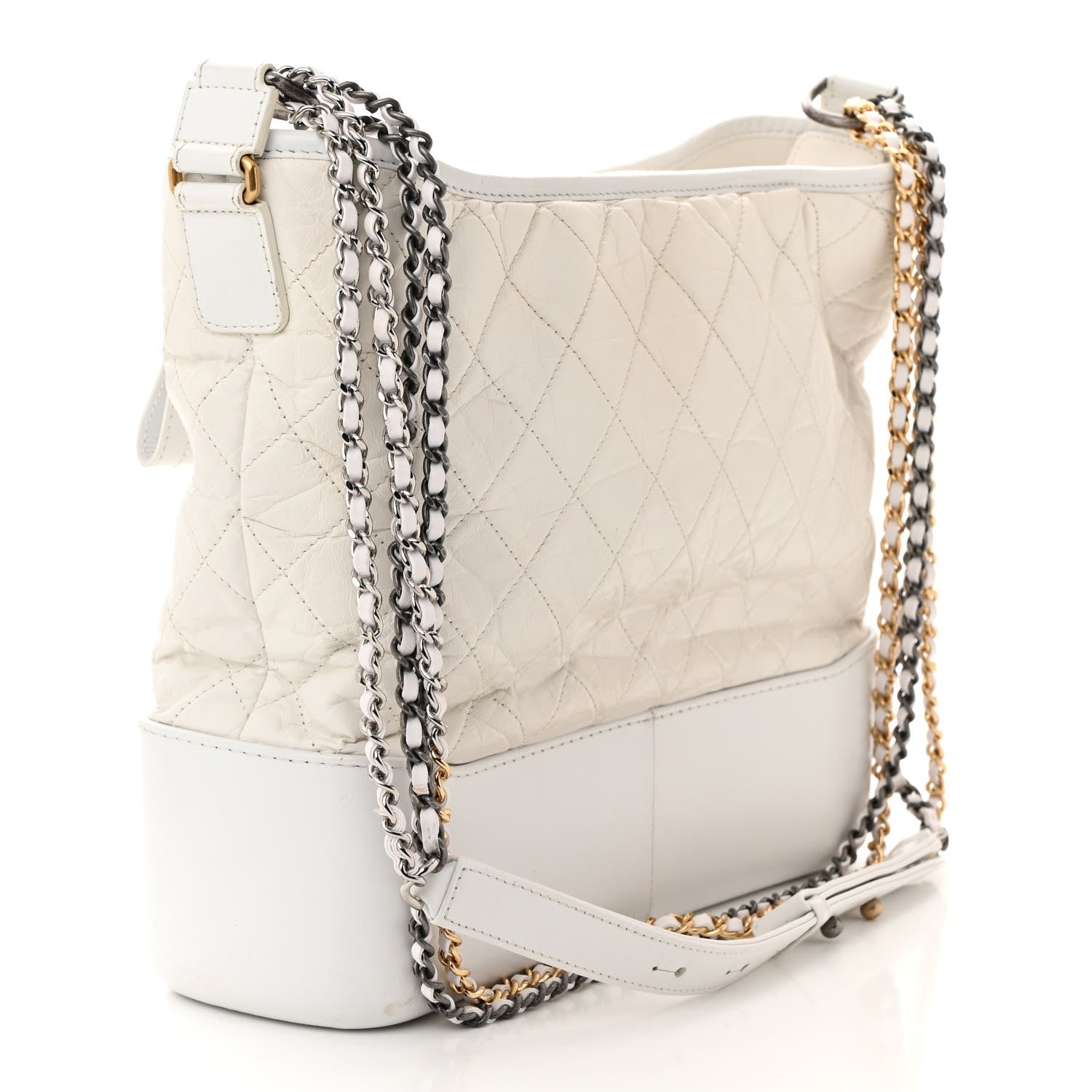 Chanel Aged Calfskin Quilted Large Gabrielle Hobo White 2 of 10