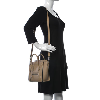 Celine Drummed Calfskin Nano Luggage Dune 2 of 12