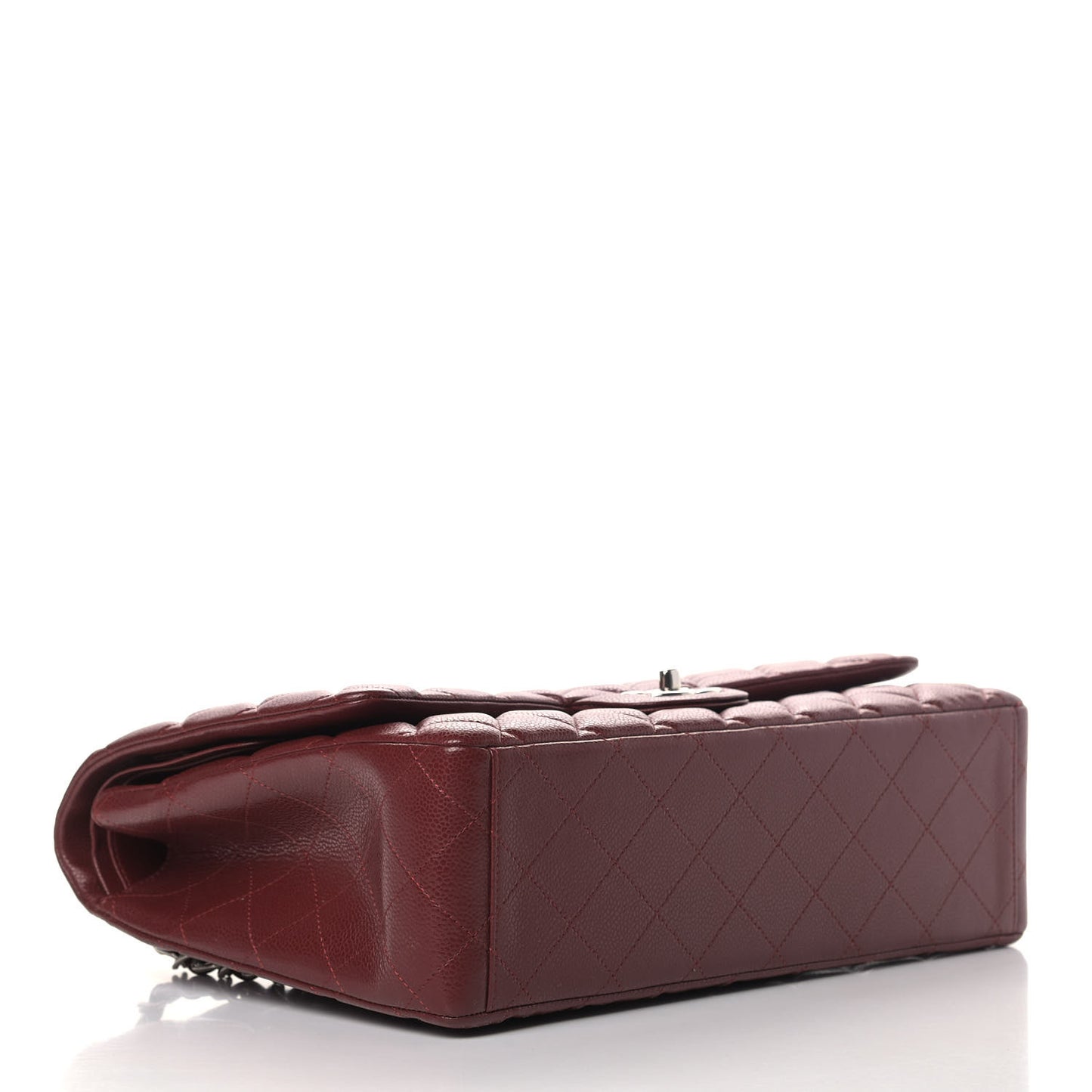 Caviar Quilted Maxi Double Flap Dark Red