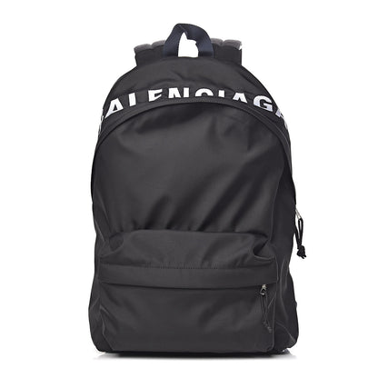 Balenciaga Sport Nylon Logo Embroidered Wheel Backpack Black White 1 of 9