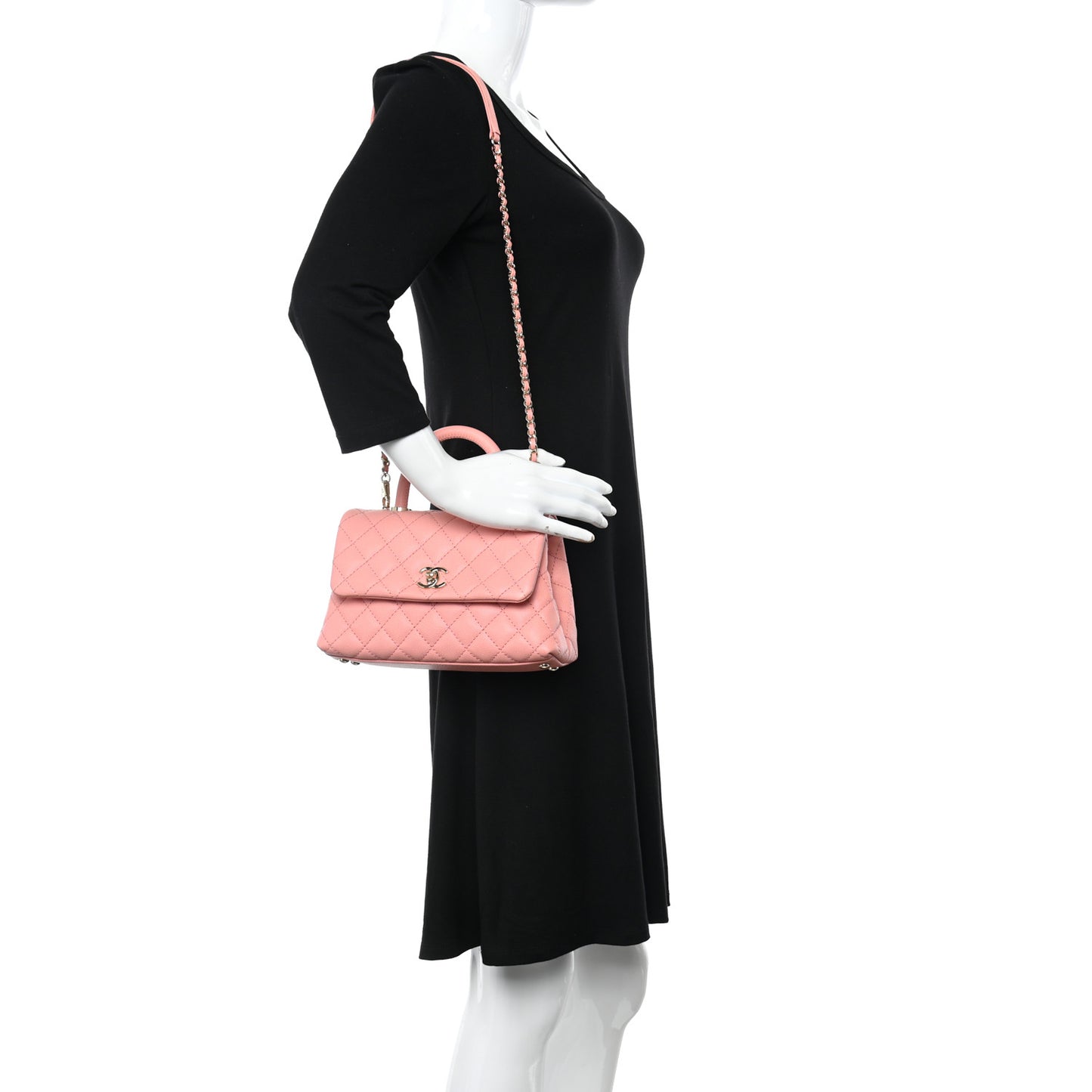 Caviar Quilted Mini Coco Handle Flap Pink