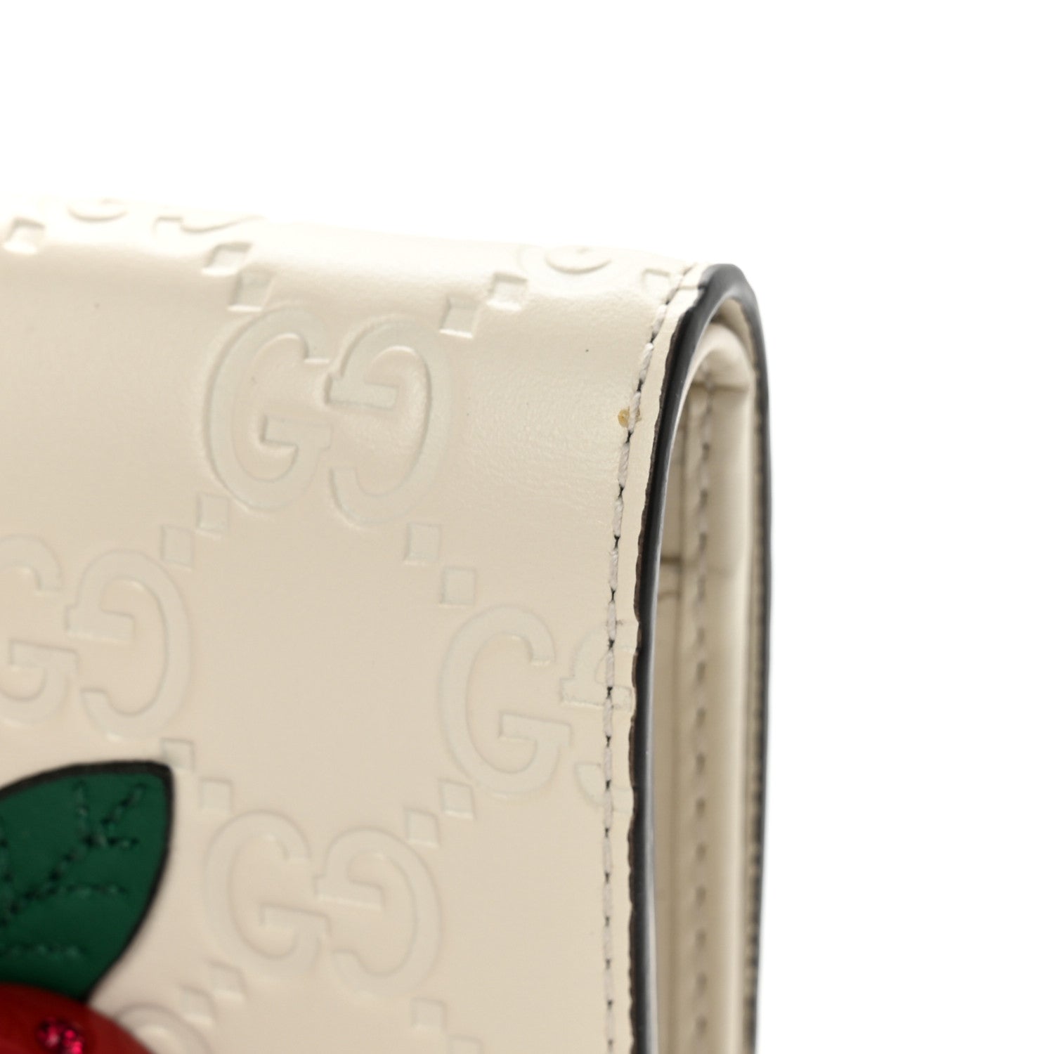 Gucci Guccissima Cherries Card Case Wallet White 8 of 9