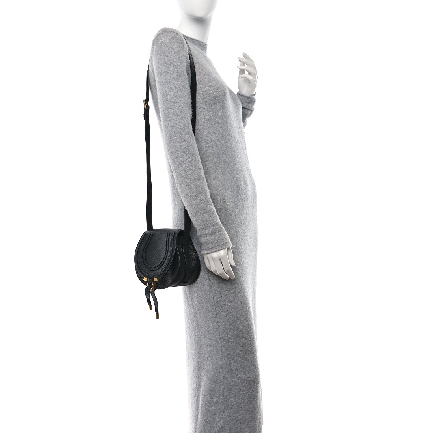 Chloe Grained Calfskin Small Marcie Saddle Bag Black 3 of 9