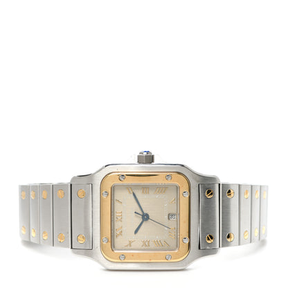 Cartier Stainless Steel 18K Yellow Gold 29mm Santos De Cartier Galbee Quartz Watch Silver 2 of 6
