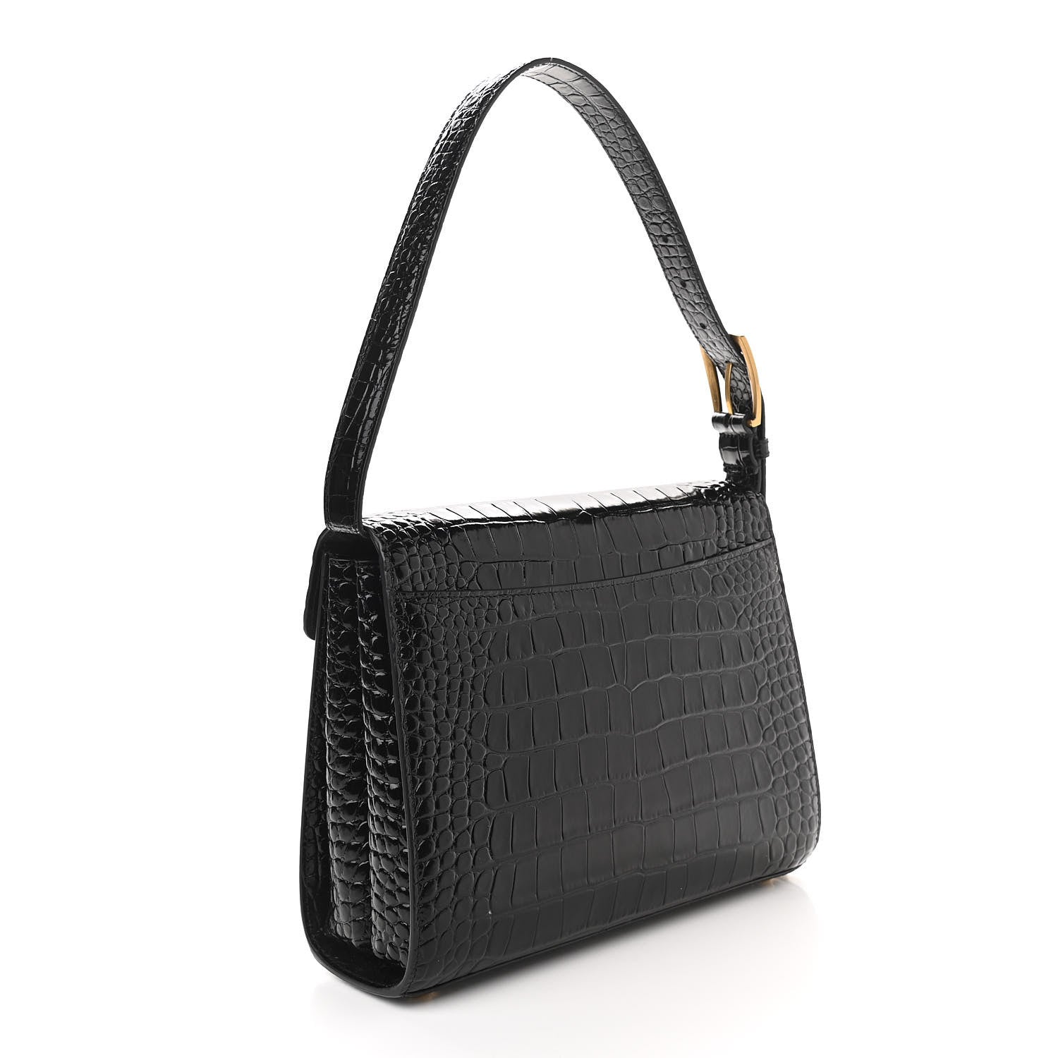 Balenciaga Shiny Calfskin Graffiti Logo Crocodile Embossed Medium Ghost Shoulder Bag Black White 3 of 11