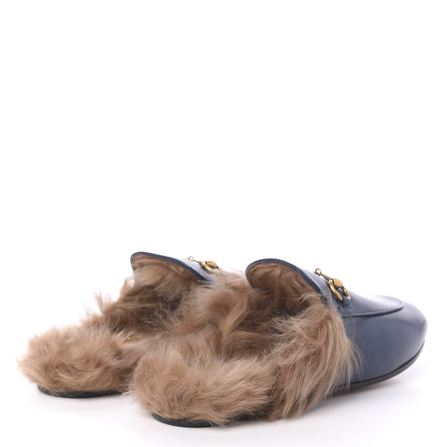 Malaga Kid Fur Womens Princetown Slippers 37 Blue Agata