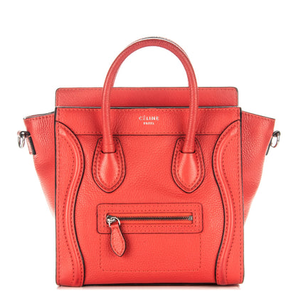 Celine Drummed Calfskin Nano Luggage Vermillion 1 of 6