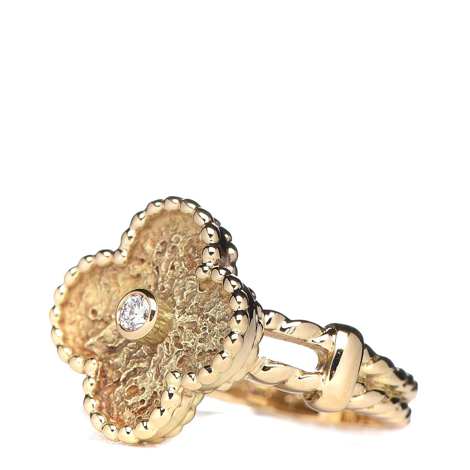 Van Cleef & Arpels 18K Yellow Gold Diamond Vintage Alhambra Ring 49 4.75 3 of 6