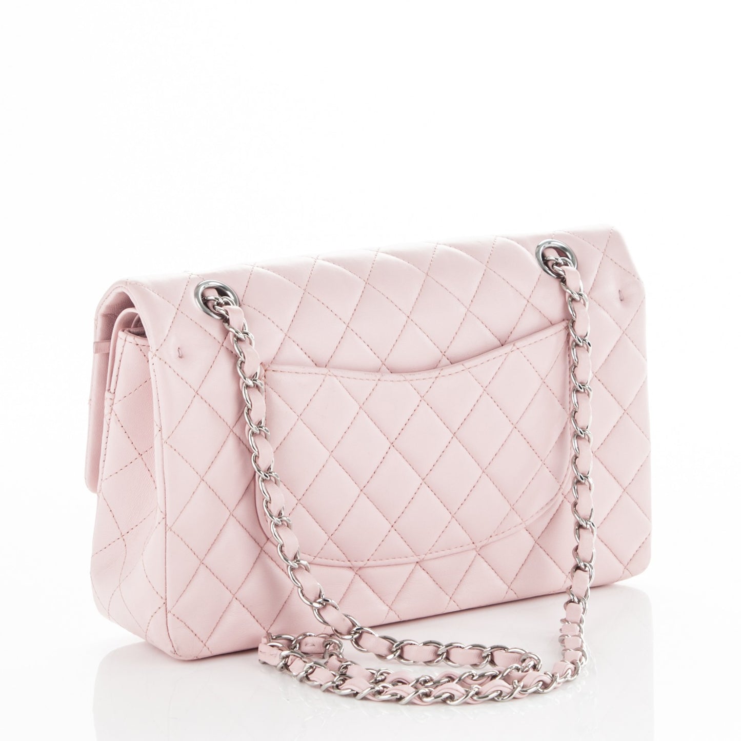 Lambskin Quilted Medium Double Flap Light Pink