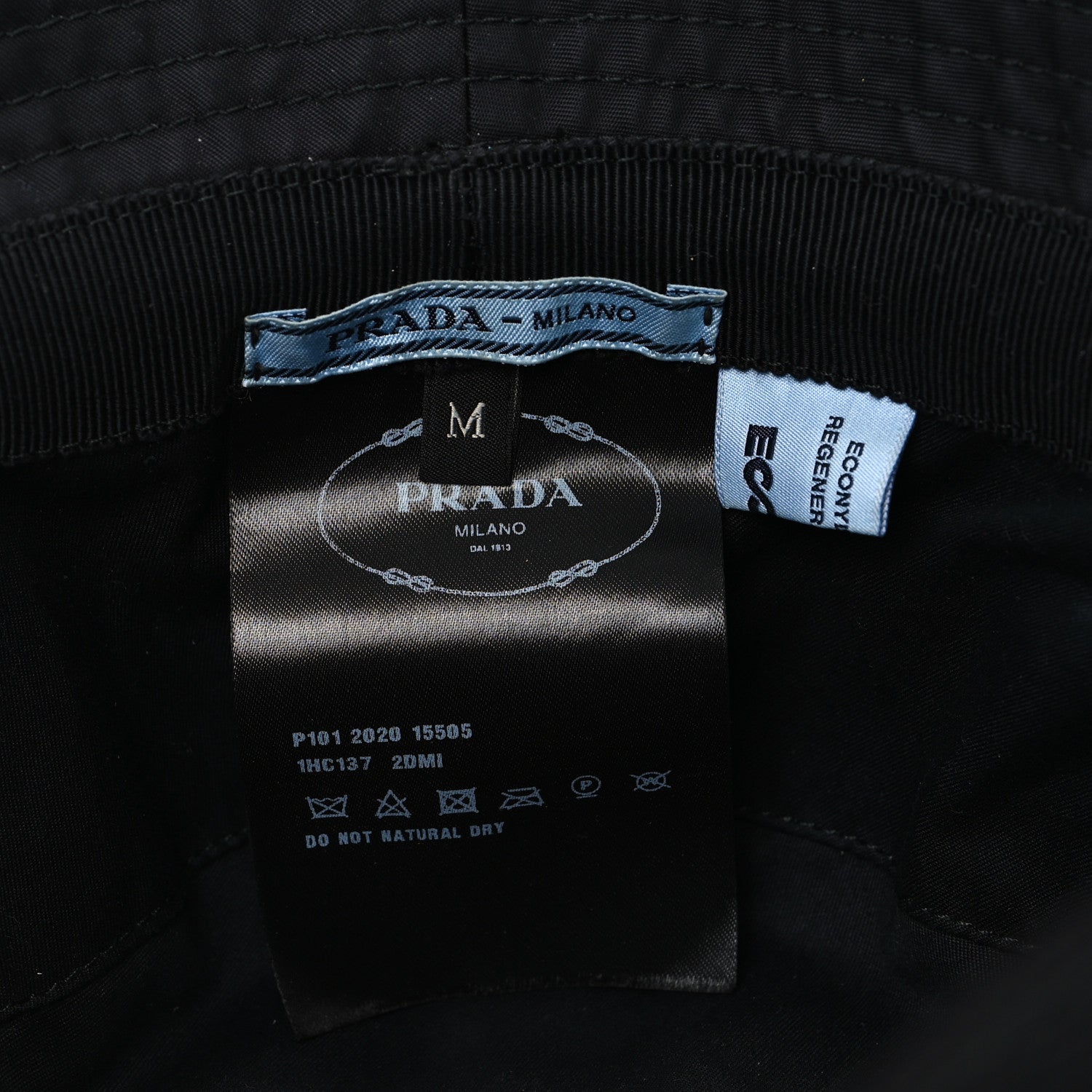 Prada Re-Nylon Metal Triangle Logo Womens Bucket Hat M Black 8 of 8