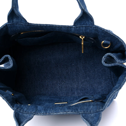 Prada Denim Logo Tote Bleu 4 of 12
