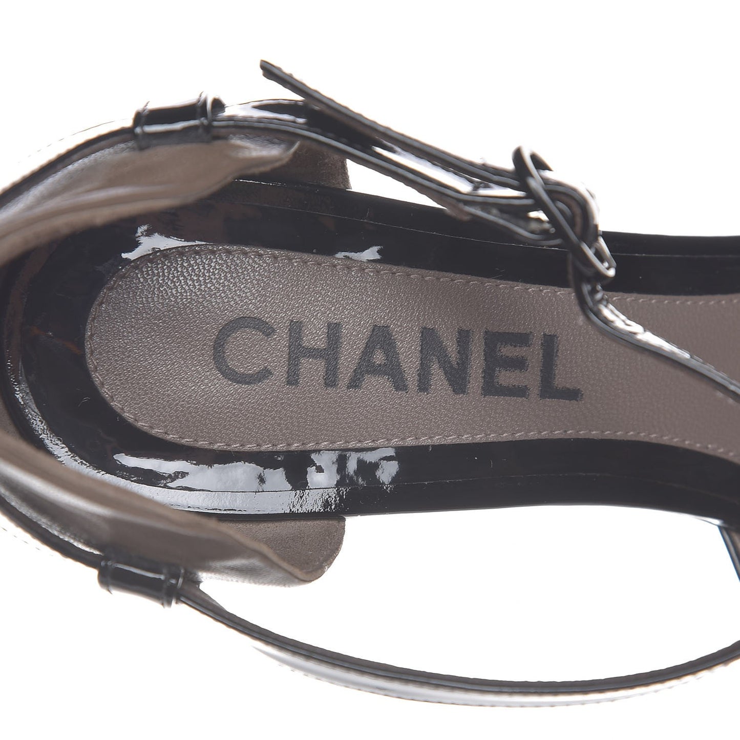 Patent Cursive Logo Wedge Sandals 39 Multicolor