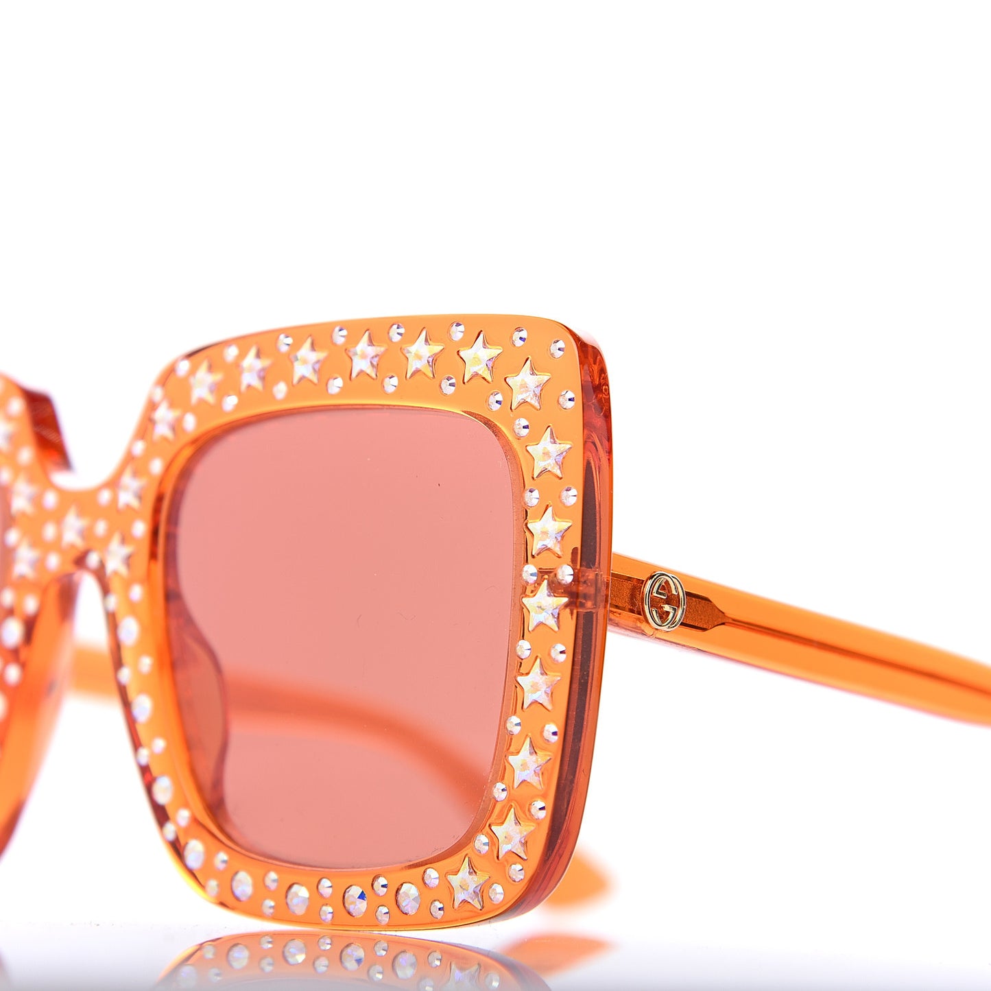 Acetate Crystal Oversize Sunglasses GG0148S Orange