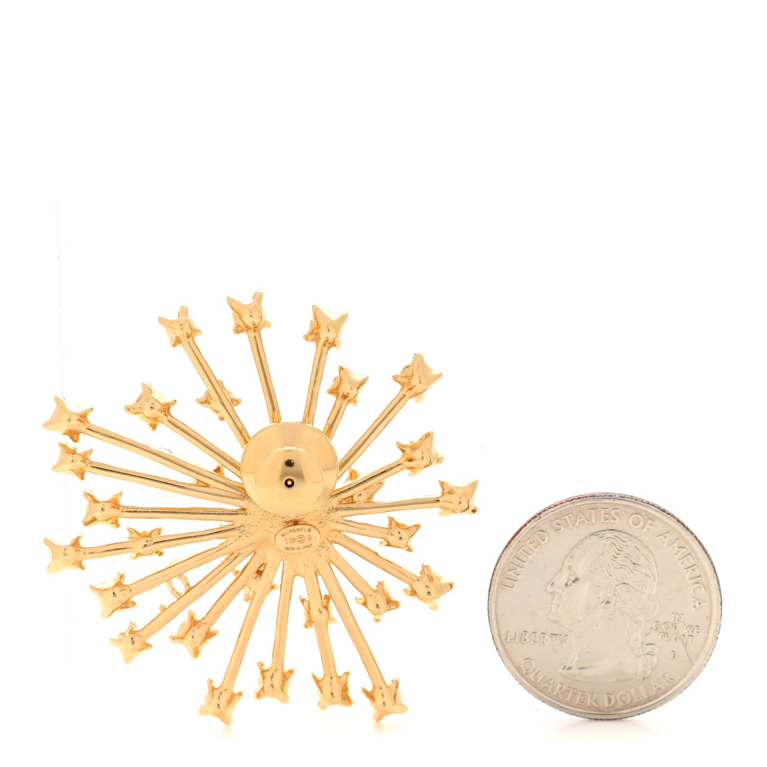 Chanel Metal Strass Starburst CC Brooch Gold 2 of 3