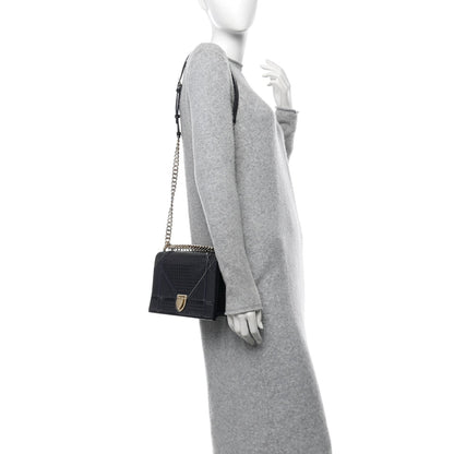 Christian Dior Metallic Patent Micro-Cannage Medium Diorama Flap Bag Navy Blue 2 of 10