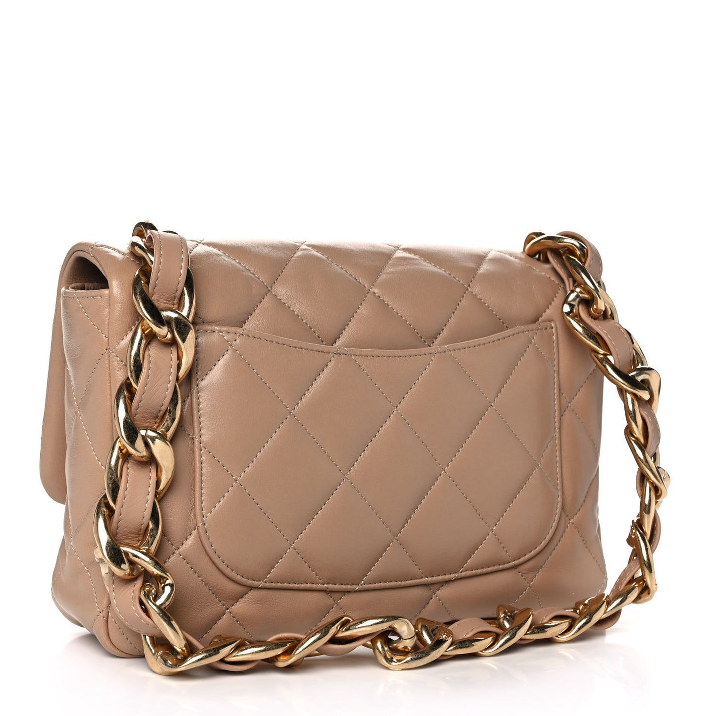 Lambskin Quilted Large CC Funky Town Flap Beige